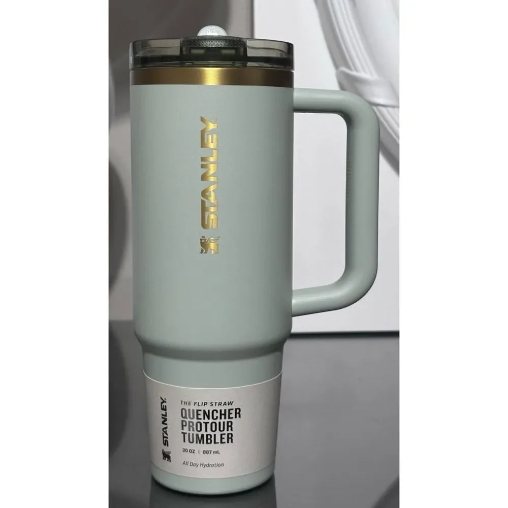 STANLEY QUENCHER PROTOUR FLIP STRAW TUMBLER | 30 OZ, GILDED CELADON - Picture 1 of 4